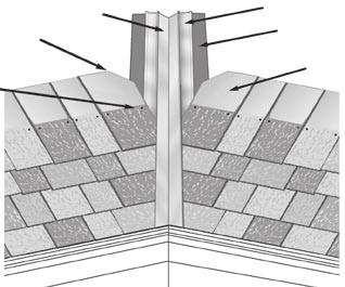 VALL EYS Because DaVinci Slate has a rib-structure on the underside, special care must be used when installing DaVinci Slate in valleys.