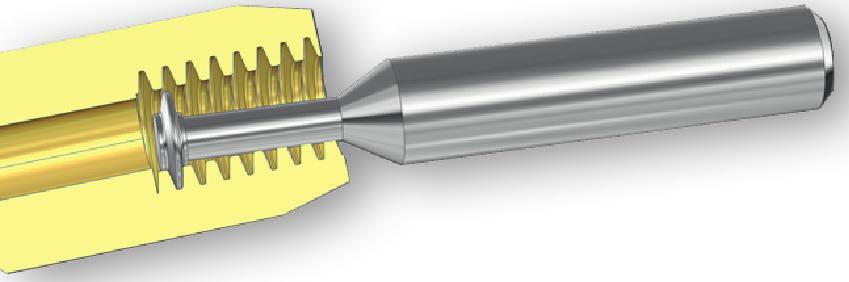 Theoretical profile Standard solution One solution is to tilt the tool in accordance with the helix angle.