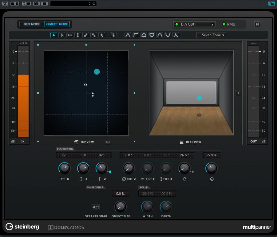Mixing for Dolby Atmos with a Dolby Rendering and Mastering Unit (RMU) Object Mixing with VST MultiPanner The following additional settings and parameters are available if you use a Dolby RMU: Bed