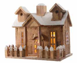 Battery Operated Wooden House LED