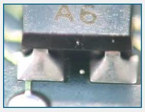 Figure 5: A cross-section through solder structure solder bump All forms of lap joint share the basic problem that any mismatches of CTE must be accommodated by the joint.