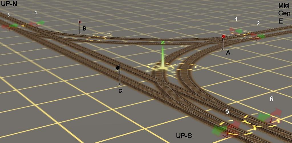 Did you get them all? Check out the drawing. As noted earlier, MidCen trackage is single direction, so we don t have to worry two-way traffic on the same track. That simplifies matters greatly.