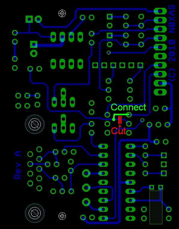 Fixing R10: The Rev. A printed circuit board has an error in the connection of R10. If you plan to use R10 to key a handheld, you will need to cut a trace and make a connection to the drain of Q4.