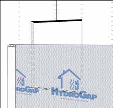Fasten every 3 ft elsewhere. **For commercial installation above 40 feet, cap fasteners are recommended. HydroGap Drainable Housewrap should be installed shingle lap fashion (i.e. begin installation at the base of the wall assembly).
