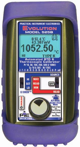 PIE 525B Automated Thermocouple & RTD Calibrator Easy to use With the PIE 525B you can check and calibrate all your thermocouple and RTD instruments and measure temperature sensors.
