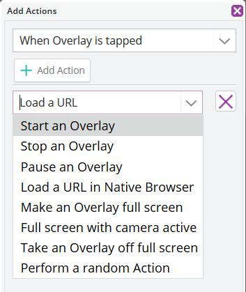 Overlay Advanced Actions Window There are currently six Activation options and nine Action options.