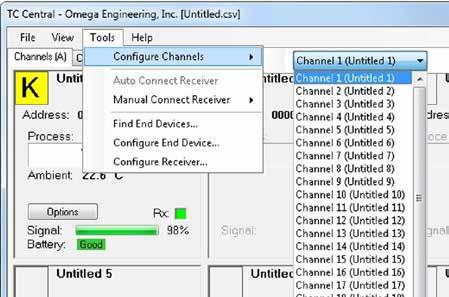 3 Software 3.5.3 Channel Configuration Figure 3-0. Channel Configuration Screen From the Tools pull-down menu select Configure.