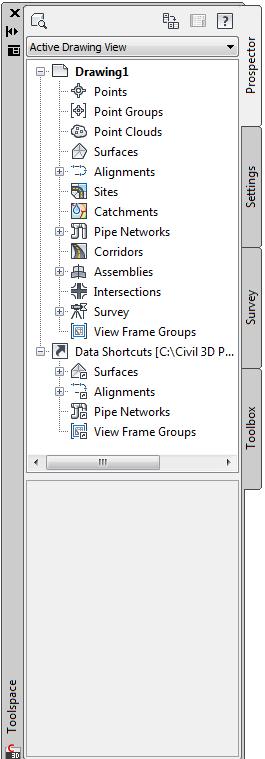 From the Prospector tab in the Toolspace it is possible to create, copy or edit styles for Civil 3D objects. In addition to this labels are generated as dynamic data mostly annotative. 1.2.