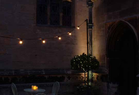The up-lighters can be set to your choice of colour to match your wedding theme. (Festoons/fairy lighting pictured not included.
