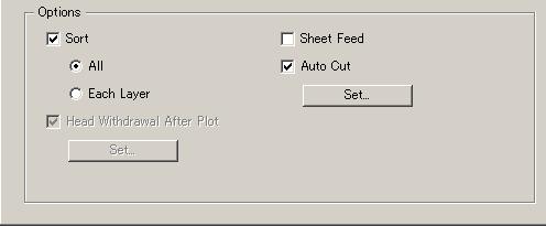 Plot Out Screen 2 Options Set options. Settings differ from models to another you selected ( P.4-5 "Plotter/User Setup").