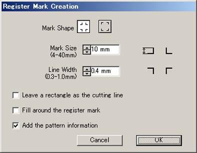 2-1. Make a Register Mark (CG/CJV0/TPC series) 1 Enclose an object with rectangle on the position for making a register mark.