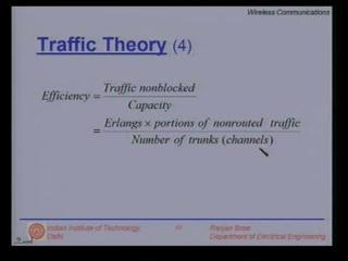 (Refer Slide Time: 00:21:00 min) Continuing with our traffic theory, we need to know something called the efficiency of the system.