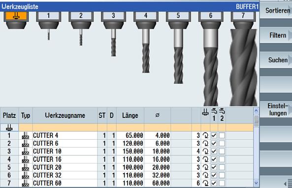 2 Tool management Emulation of the tool magazine and tool cabinet in the CNC real virtual The tool magazine serves as an