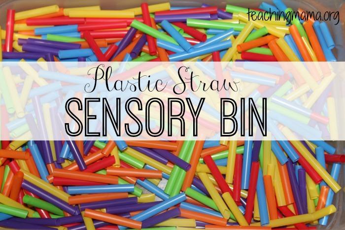 Day 23: Plastic Straw Sensory Bin Plastic straws Kid scissors Plastic bin String Cut straws and place them in a bin (or have your child cut them up if they are old enough.