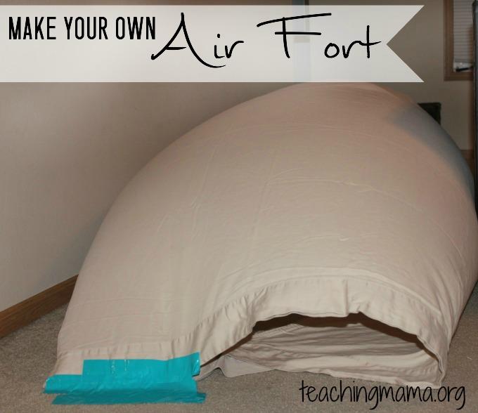 Day 27: Make an Air Fort A large bed sheet Duct tape Fan