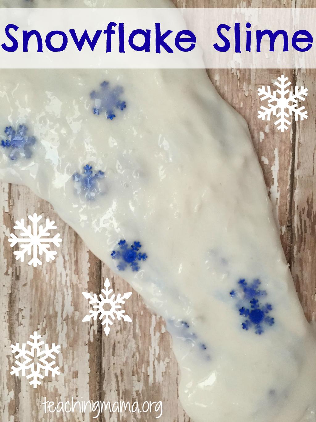 Day 2: Slime ½ cup Sta-Flo liquid starch ½ cup warm water ½ cup white Elmer s glue snowflake scatter (optional) Mix ½ cup of glue with ½ cup of warm water. Add in the snowflake scatter.