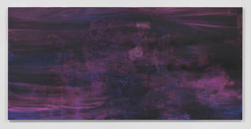 Rita Ackermann Ship Wreck, 2014, Acrylic, chalk, spray paint, pigment on canvas 140 x 289.