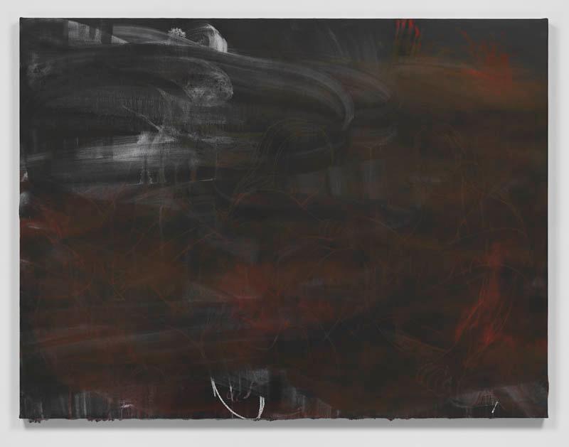 Rita Ackermann, Icy Hot, 2014, Acrylic, chalk, spray paint, pigment on canvas 127.2 x 167.