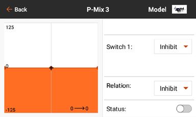 4. Select the Relation (OR, AND) 5. Select the desired switch and active switch position for Switch 2. The mix is active when the switch position box is filled.