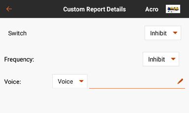 CUSTOM REPORTS The Custom Reports menu creates an audio event that can be set to repeat on a user-defined
