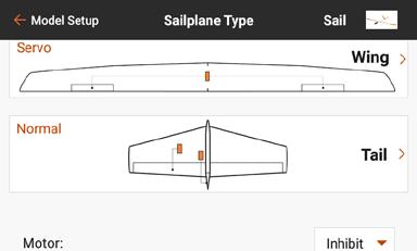 SAILPLANE TYPE (SAILPLANE) The Sailplane Type menu is similar to the Acro mode, but has more advanced features geared toward sailplane pilots.