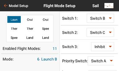 USING FLIGHT MODE SETUP Assign a single switch for up to three modes.