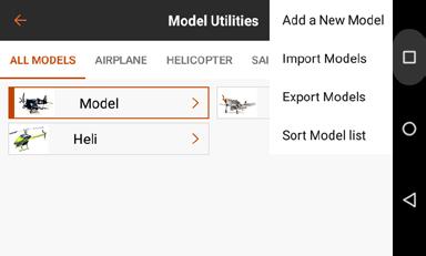 Use the Model Utilities Screen to: Select a Different Model Add a New