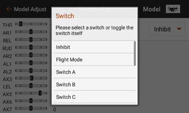 2. Select the desired switch from the popup menu.