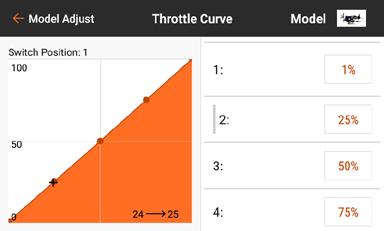 3. Touch and drag up the right side of the screen to view the value of each point on the curve.