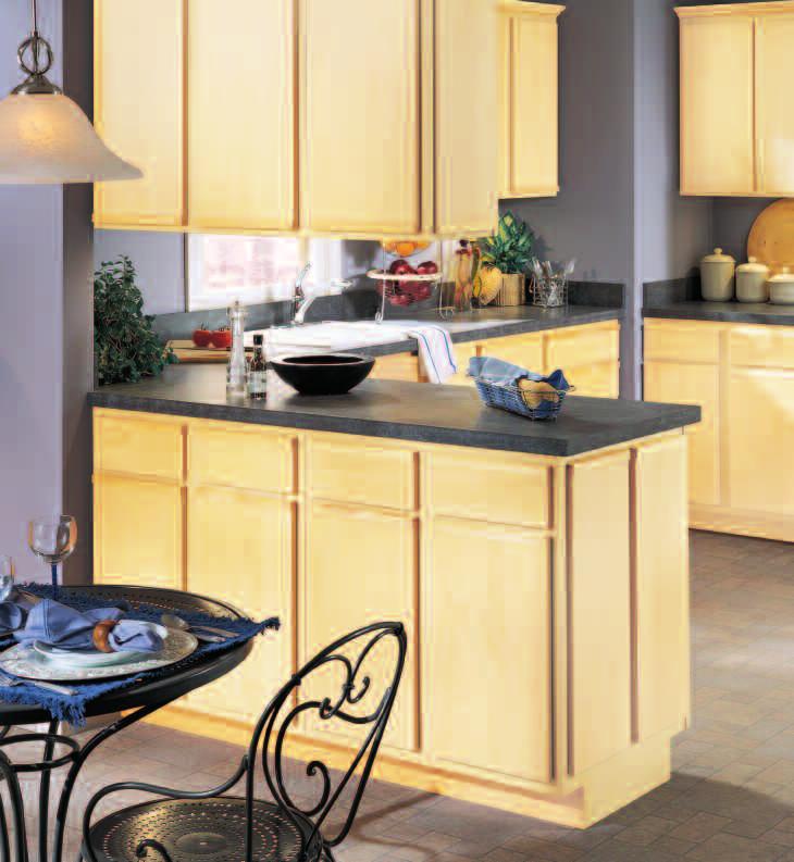 LAMINATE CABINETRY MERIDIAN Meridian cabinet s standard reveal square, flat panel door portrays a modest fashion