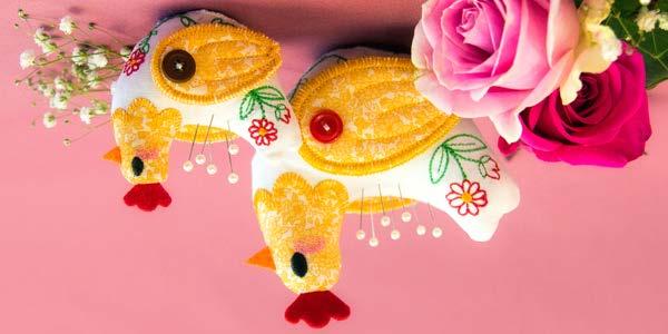 Charming Chicken Pincushion (In-the-Hoop) Craft a farm fresh look with this charming chicken pincushion! Stitch each piece separately in-the-hoop, then assemble and stuff. We'll show you how!