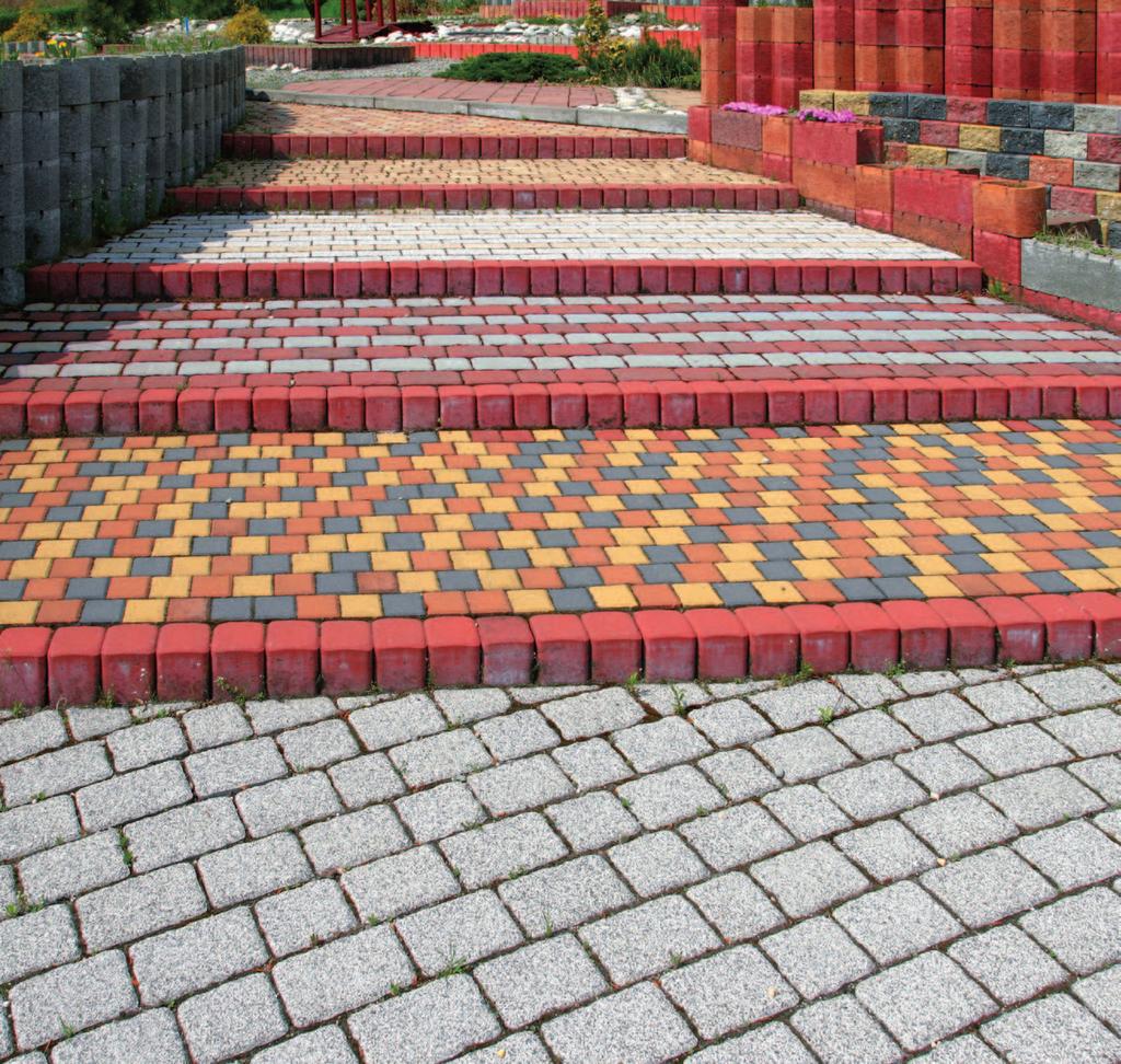 Colorfully designed areas do not have to disappear from out of sight Bayferrox color pigments add life to pavers.