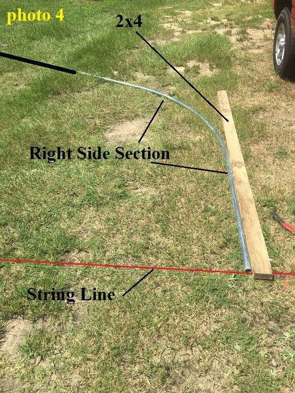 Position the two tubes you bent, one against the right side 2x4 and the other against the left side