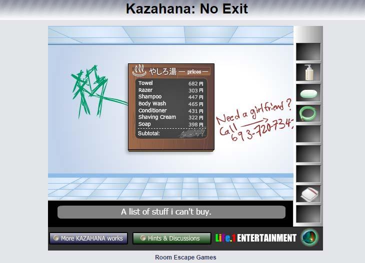 [5] Figure 2: Kazahana-No Exit: one side of the room of the game Poco Escape This game is about the bear doll that wants to help the crying girl outside the door.