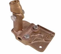 Flat Mounted Bases #231 - Bronze Gravel Stop Cable Clamp used for fastening to gravel stop at edge of room. Wt..16 lb. ea. #A231 - Aluminum Gravel Stop Cable Clamp. Wt..06 lb. ea. #244 - Bronze Heavy Duty Metal Beam Air Terminal with 8 sq.