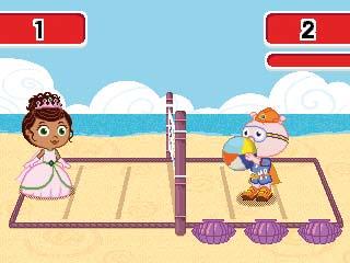 Learning Zone Beach Volleyball Game Play Help Alpha Pig and Princess Presto play beach volleyball by guiding them to the right letters.