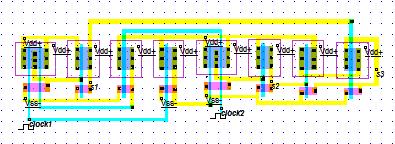7 transistor module and their connections all are designed manually. Fig.9 Timing diagram of semi-custom -bit comparator Fig. full-custom layout of the comparator. Fig. Timing diagram of full-custom -bit comparator 5.