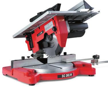MITRE SAW - DISC ø 254 - SC 265 W - SLL 265 W - Aluminium base. - Aluminium upper table. - Prepared for horizontal clamps. - Automatic locking of the rotary table to 22.