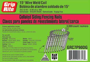 Siding & Fencing 15 o Round Head Wire Coil Nails & Tools 15 o Round Head Wire Coil Nails Primary applications include: Siding, Fencing & Cedar Shake* APLUS C-70, C-65, C-57, C-50 BASSO C25/65L-A1 BEA