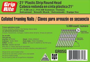21 o Round Head Plastic Stick Nails Primary applications include: Framing, Sheathing, Subfloors & Roof Decking* 21 o Round Head Plastic Stick Nails Primary applications include: Framing, Sheathing,