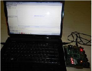 For hardware implementation we have to Connect the Xilinx board laptop or computer using USB cable which attached with board as shown in fig. 4.