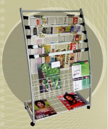 Newspaper and Magazine Rack Able to hold up to 5 newspaper clamps 5 newspaper clamps included 1