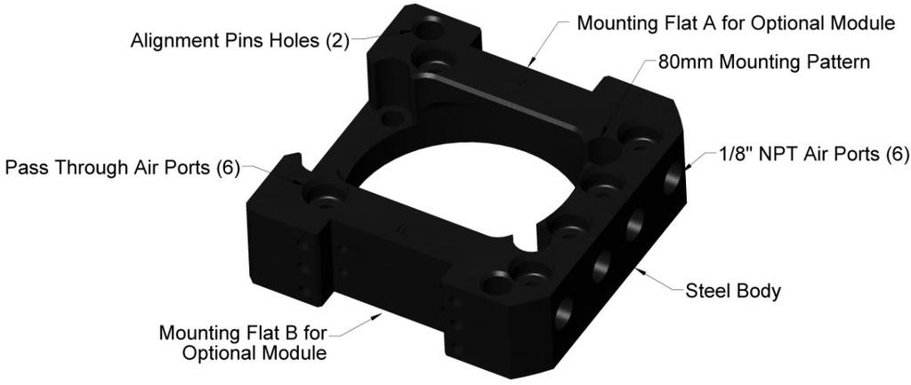 1.2 Tool Plate The hardened steel body of the Tool plate has two flat sides for the mounting of optional modules.