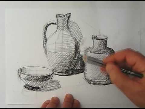sketch the entire thing on large drawing paper with as much detail as possible Suggestions for participants : Start still life slowly and pay attention to where are the objects are on the table,
