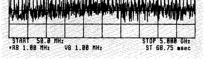 Figure 34 shows a 500-MHz span comparing the true comb with the results from the sample mode; only a few points are used to exaggerate the effect.