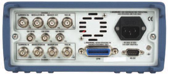 Signal Generators 25 MHz & 50 MHz Arbitrary Waveform/ Function Generators Flexible Interface The back panel has a 10 MHz reference signal input/output.