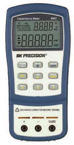 Component Testers Capacitance Meters & Transistor Testers Dual Display Handheld Capacitance Meters The 830C and 890C are 11,000-count handheld capacitance meters that measure capacitance up to 200 mf