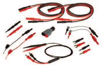 spade lug and banana plug adapters, two pairs of test leads for 4-wire measurements or calibration hookups, an insulated BNC male to sheathed banana jack adapter, and an insulated SMD Tweezer set for