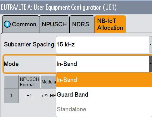 In in band or guard band mode, use the Resource Block Index to set the position of the RB used for NB IoT transmissions. This also sets the frequency.