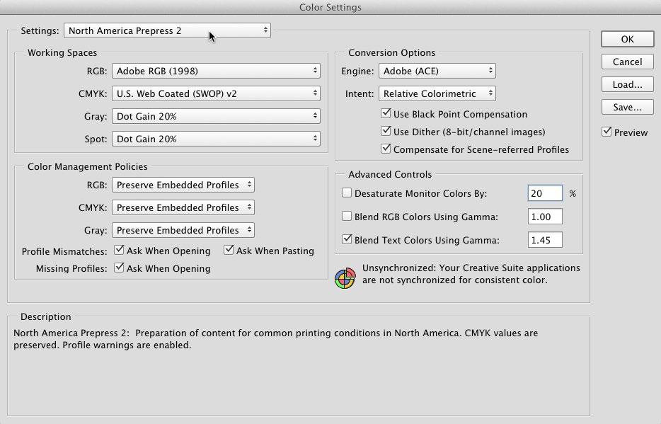 Step Three: To get a preset group of settings that s better for photographers, from the Settings pop-up menu, choose North America Prepress 2.